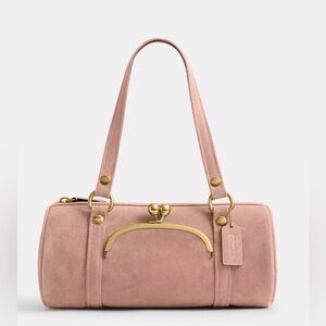 Coach suede nuage pink Kisslock barrel bag limited edition